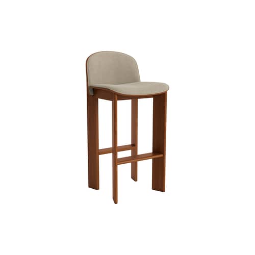 Chisel 35 High Bar chair textile beige / Height: 75 cm - Fabric upholstery - Hay - Beige fabric (Linara 216) / Walnut - Fabric, Foam, Lacquered Walnut Veneer
