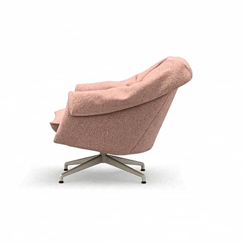 Fauteuil pivotant Bascule Lowback tissu orange / Mécanisme d’inclinaison - Piètement 4 branches - Vitra - Pêche (tissu Nubia) / Pied alu craie - Aluminium, Mousse PU recyclable, Tissu