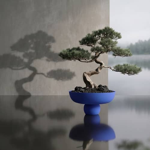 Centre de table Baburu Medium céramique bleu / Ø 30 x H 15 cm - 101 COPENHAGEN - Bleu Marrakech - Céramique