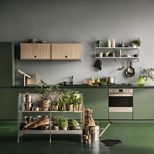 Crate wood white / 1 lift-up Door - W 78 x D 30 x H 42 cm - String Furniture - White - Lacquered MDF