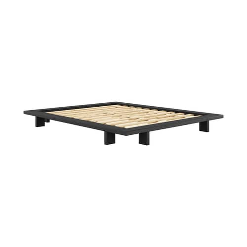 Doppelbett Japan holz schwarz / Für Matratze 160 x 200 cm - KARUP - Schwarz - FSC-zertifizierte, lackierte Massivkiefer