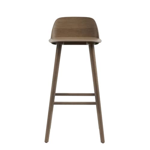 Hochstuhl Nerd holz natur / H 75 cm - Holz - Muuto - Dunkles Holz - Getöntes Eichenholz, getöntes Eichenholzfurnier