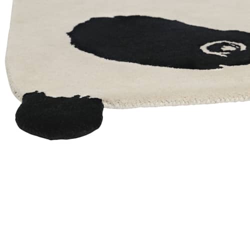 Kinderteppich Panda textil schwarz / 101 x 71 cm - EO - Panda - Wolle aus Neuseeland