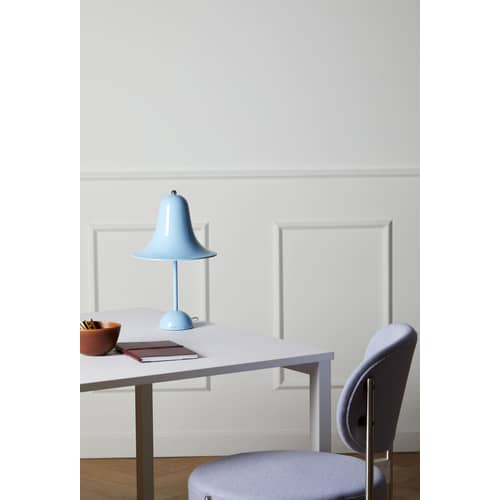 Lampe de table Pantop métal bleu / Ø 23 cm - Verner Panton (1980) - Verpan - Bleu clair (brillant) - Métal peint