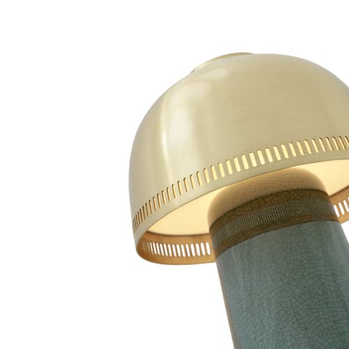 Lampe sans fil rechargeable Raku SH8 céramique or métal / Céramique & métal - Ø 16 x H 21 cm - &tradition - Laiton / Pied vert - Céramique, Laiton