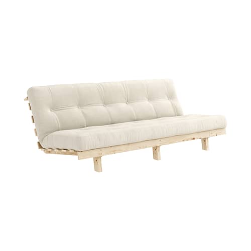 Schlafcouch Lean holz weiß / L 200 cm - KARUP - Leinen 914 / Pinie - FSC-zertifiziertes Massivholz Kiefer, Gewebe, Recycelte Mischfasern, Schaumstoff
