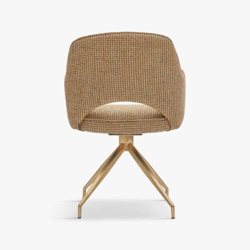 Drehsessel Luthor textil gelb - NV GALLERY - Gelb / Messing Gebürstet - High Density-Schaum, rostfreier Stahl, Tissu Tweed