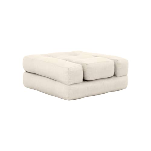 Letto supplementare Mini Cube tessuto bianco / Letto - KARUP - Lino 914 - Cotone, Espanso, Fibre miste