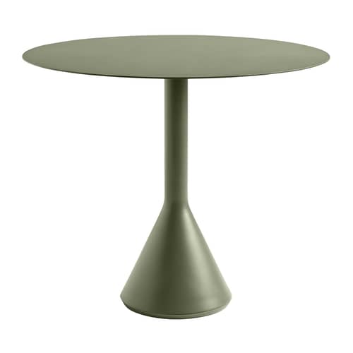 Runder Tisch Palissade Cone metall grün / Ø 90 cm - Stahl - Hay - Olivengrün - Beton, lasiert, Epoxid-lackierter Stahl