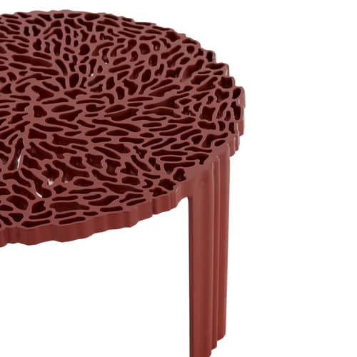 Table basse T-Table Basso plastique rouge / Ø 50 x H 28 cm - Kartell - Bordeaux - PMMA soft touch