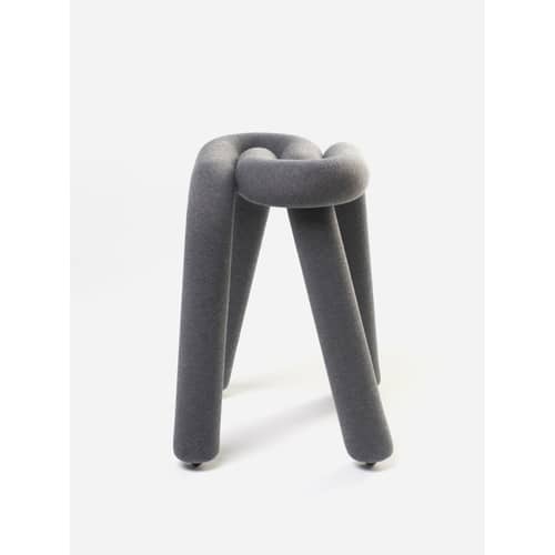 Tabouret rembourré Bold tissu gris - Moustache - Gris foncé - Acier, Mousse, Tissu
