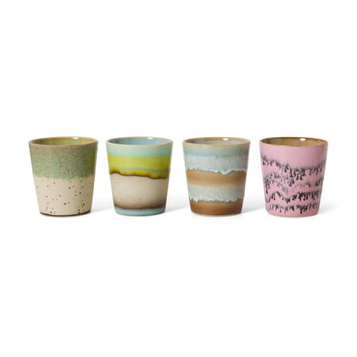 Set de 4 tasses à café 70s ceramics / 23 cl - HK LIVING - Pop art - Grès émaillé