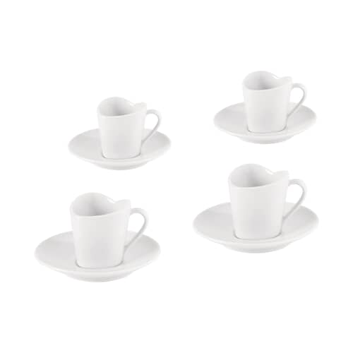 Tasse à moka To / Set de 4 avec soucoupes - Alessi - Blanc - Porcelaine Bone China