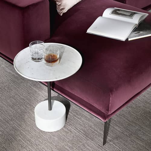 Tavolino 9 pietra bianco / Ø 40 x H 49 cm - Piero Lissoni, 2014 - CASSINA - Marmo bianco / Antracite - Acciaio, Marmo