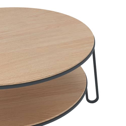 Tavolino Eugénie Large grigio legno naturale / Rovere - Ø 90 - Hartô - grigio ardesia / rovere - Acciaio laccato, MDF rivestito in rovere