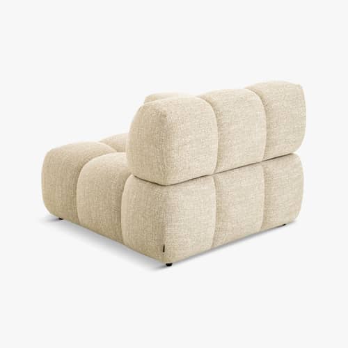 Gepolsterter Sessel Waffle textil beige / Sofa modulierbar – Austauschbare Armlehne - NV GALLERY - Beiger Tweed - Gewebe, High Density-Schaum