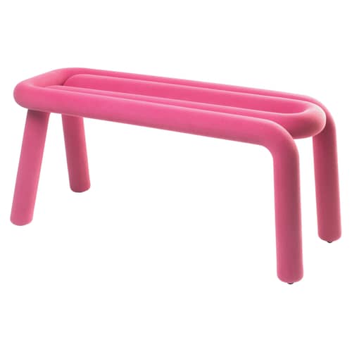 Banc rembourré Bold tissu rose / L 100 cm - Moustache - Rose - Acier, Mousse, Tissu