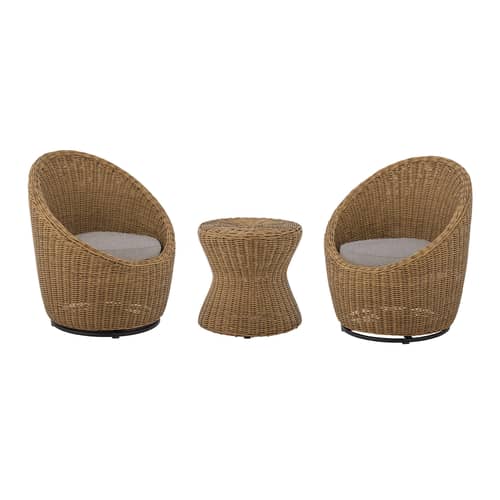Beistelltisch Roccas kunstfaser braun / Ø 53 x H 52 cm - Polyrattan - Bloomingville - Natur - Eisen, Polyrattan