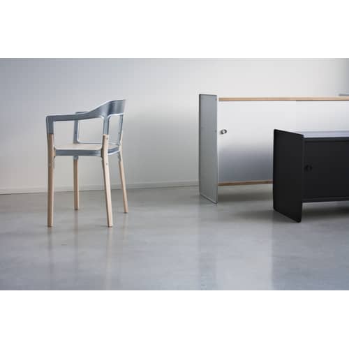 Buffet Theca bois bois naturel métal / Haut - L 123 x H 78 cm / Seconde vie - Magis - Cerisier naturel / Aluminium anodisé - Aluminium anodisé, MDF plaqué cerisier
