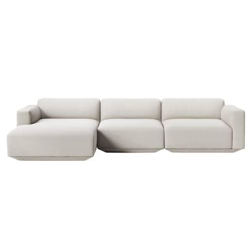 Canapé d\'angle Develius E tissu beige / 4 places - L 309 cm / Dormeuse gauche - &tradition - Pierre (tissu Linara Stone 266) - Bois, Mousse HR, Tissu