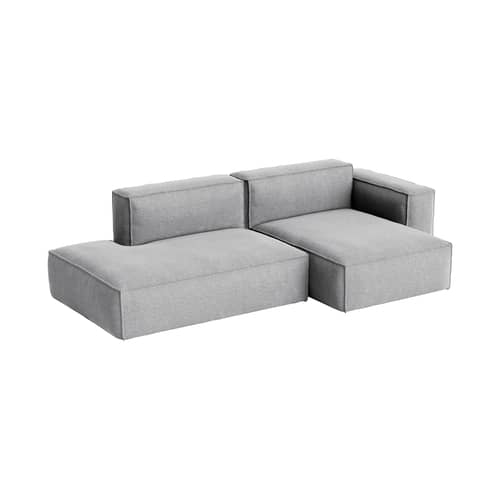 Canapé d\'angle Mags Soft Low Armrest n°3 gris / 2,5 places - L 256.5 cm / Accoudoir droite - Hay - Accoudoir droite / Gris (tissu Hallingdal 130) - Contreplaqué, Mousse polyuréthane HR, Tissu