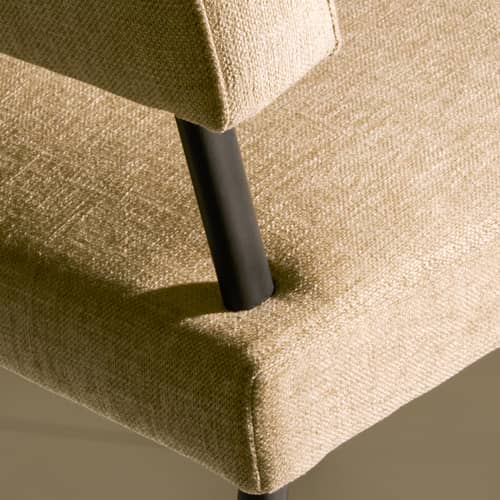 Chaise rembourrée M-Chair tissu beige / Réédition Marcel Gascoin - Gubi - Beige (tissu Bonito 075) - Acier, Mousse, Tissu