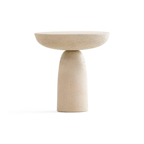 Olo Concrete End table stone beige / Ø 50 x H 47 cm - Waxed Concrete - Mogg - Ivory - Waxed concrete