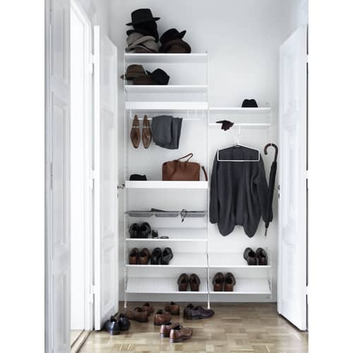 Etagère métal perforé / Rebord haut - L 78 x P 30 cm - String Furniture - Blanc - Acier