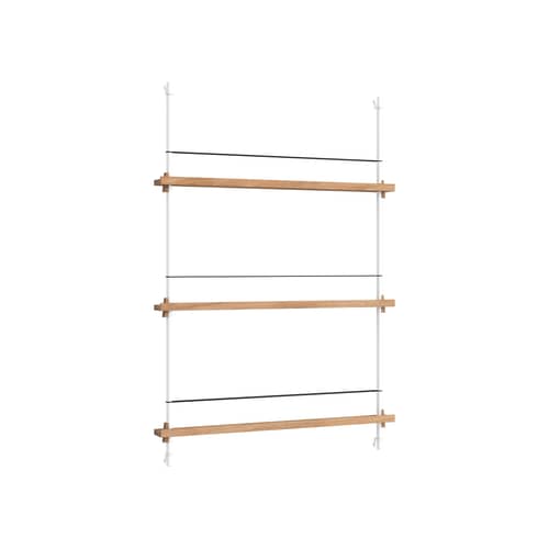 Etagère Magazine Shelving – MS.115.1 / Pour livres et magazines - L 85 x H 123 cm - MOEBE - Chêne naturel / Blanc - Acier, MDF placage chêne