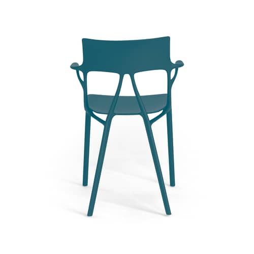 Fauteuil A.I / Conçu par une intelligence artificielle - 100% recyclé - Kartell - Bleu pétrole - PMMA recyclé