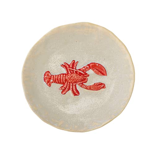 Glasteller Hadden keramik rot / 4er-Set – Ø 13 cm - Bloomingville - Roter Hummer - emaillierter Sandstein