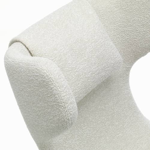 Set Sessel & Fußstütze Grand Repos textil weiß / Dreh- & neigbar - Stoff - Vitra - Elfenbeinfarben-Perle (Stoff Nubia) / Poliertes Aluminium -  Plumes, Gewebe, poliertes Aluminium, Polyurethan-Schaum