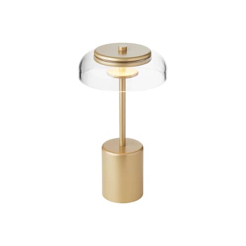 Kabellose, wiederaufladbare Außenlampe Blossi LED plastikmaterial gold / H 26 cm - NUURA - Messing / Transparent - Metall, Polyacryl