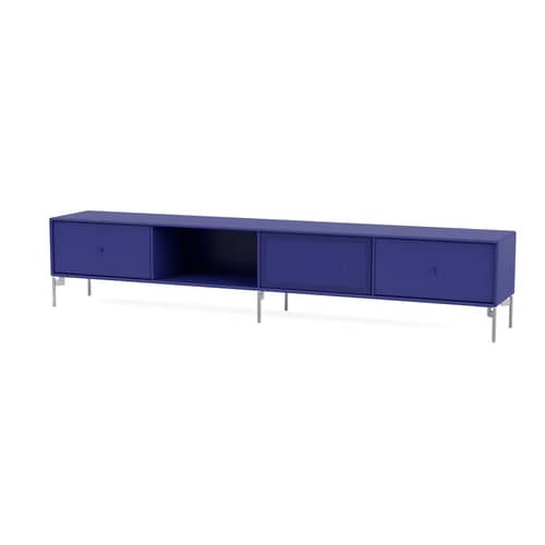 Meuble TV Octave VII bois bleu / Avec pieds - L 183,6 x P 30 x H 36,6 cm - MONTANA - Monarch 135 - Acier, Acier perforé, MDF laqué