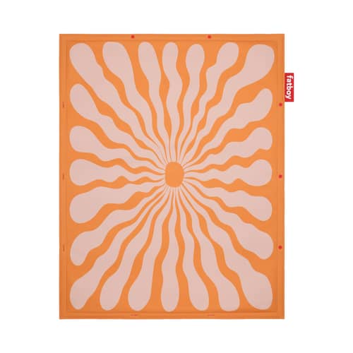 Flying Carpet Outdoor rug textile orange / 180 x 140 cm - Upholstered - Fatboy - Liquid Flower / Orange & Pink - Foam, Recycled polyester