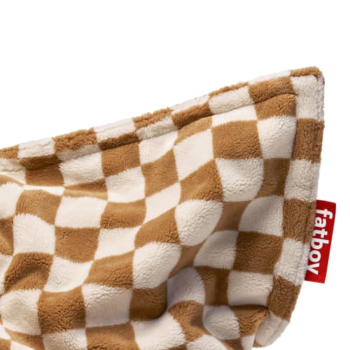 Pouf Original Slim Teddy Chess beige / Tissu duveteux - 155 x 120 cm - Fatboy - Amande / Crème -  Micro-billes EPS, Tissu peluche