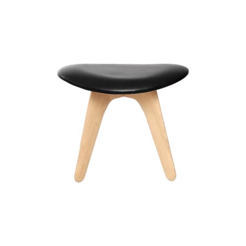 Sitzkissen Slab Ottoman leder schwarz - Tom Dixon - Schwarzes Leder / Eiche natur Struktur - Leder, massive Eiche, Schaumstoff