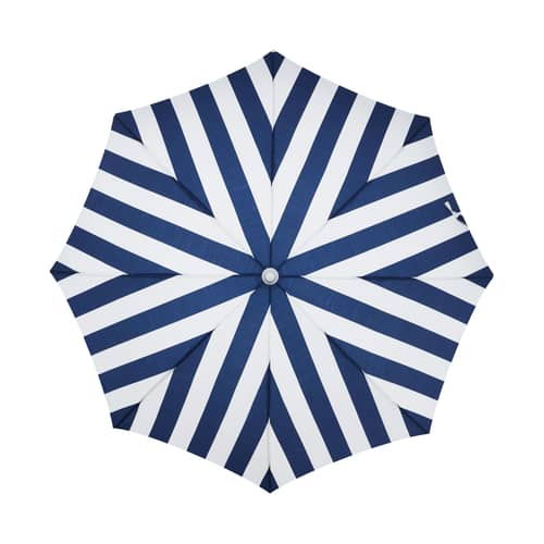 Sonnenschirm Holiday textil blau / Ø 150 cm - BUSINESS & PLEASURE - Blau gestreift / Crew - Aluminium, Holz, Outdoor-Gewebe