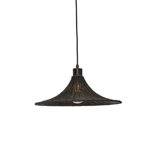Sospensione Borabora fibre legno nero rattan / Ø 40 cm - GOOD&MOJO - Nero - Ferro, Midollino