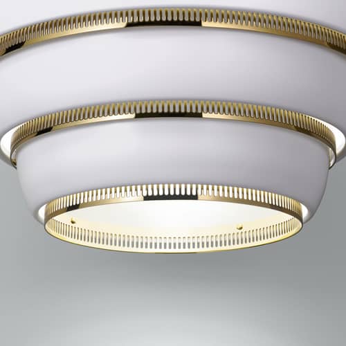Suspension Beehive A331 / Alvar Aalto, 1953 - ARTEK - Blanc / Laiton - Aluminium, Laiton