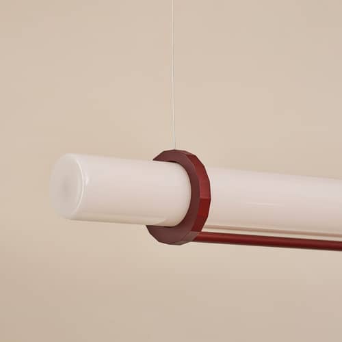 Suspension In Fine LED verre / L 105 cm - DCW éditions - Rouge - Aluminium, Verre