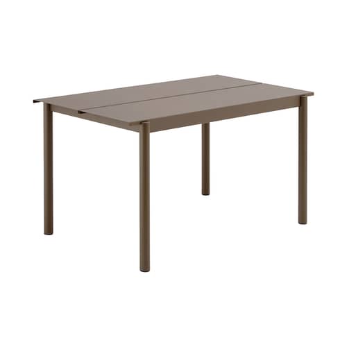 Table rectangulaire Linear métal beige / 140 x 75 cm - Muuto - Taupe - Acier galvanisé thermolaqué