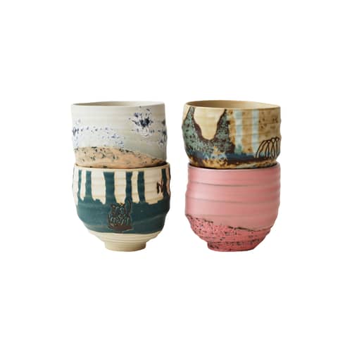 Set de 4 tasses à café Artist céramique / Ø 8 x H 7.5 cm - HK LIVING - Multicolore - Grès émaillé