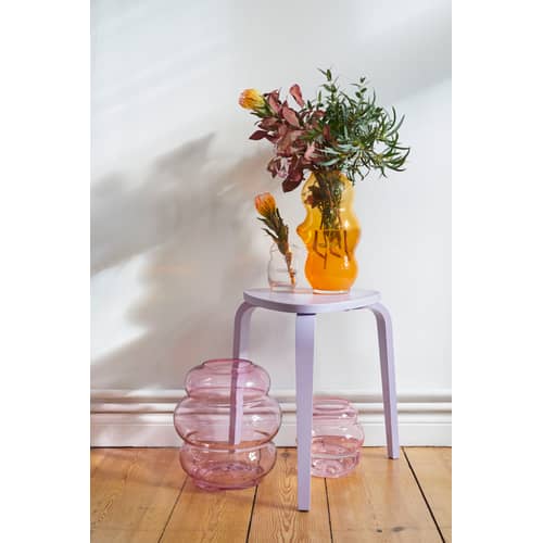 Vase Muse XL verre rose violet / Cristal de Bohême - Ø 26 x H 30 cm - Fundamental Berlin - Rubis - Cristal de Bohême