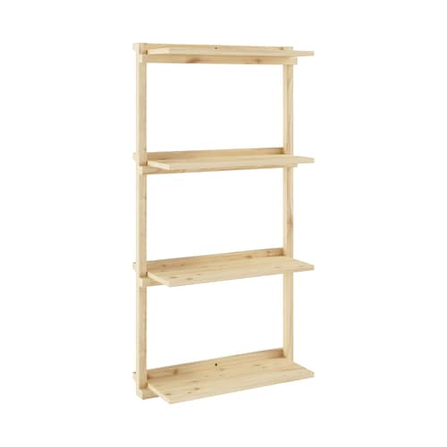 Wandregal Groove holz natur / B 66 x H 127 cm - KARUP - B 66 x H 127 cm / Pinie - FSC-zertifiziertes Massivholz Kiefer