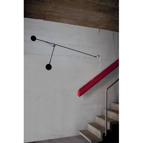 Applique Aaro LED métal noir / L 155 cm - Bras mobile - DCW éditions - Noir - Acier, Aluminium anodisé
