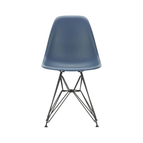 RE DSR - Eames Plastic Side Chair Chair plastic material blue / (1950) - Black legs / Recycled - Vitra - Sea blue / Black legs - Epoxy lacquered steel, Post-consumer recycled plastic