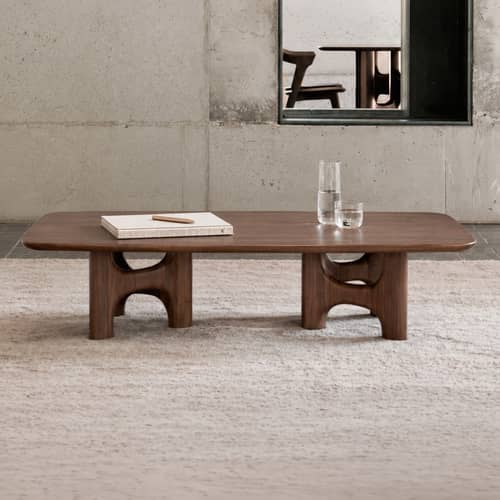 Couchtisch Flow holz braun / 150 x 60 cm - Ethnicraft - Braunes Teakholz - Lackiertes massives Teakholz