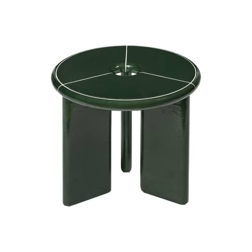Deya End table stone green / Ø 47 x H 45 cm - Enamelled concrete - Ferm Living - Dark green - Concrete