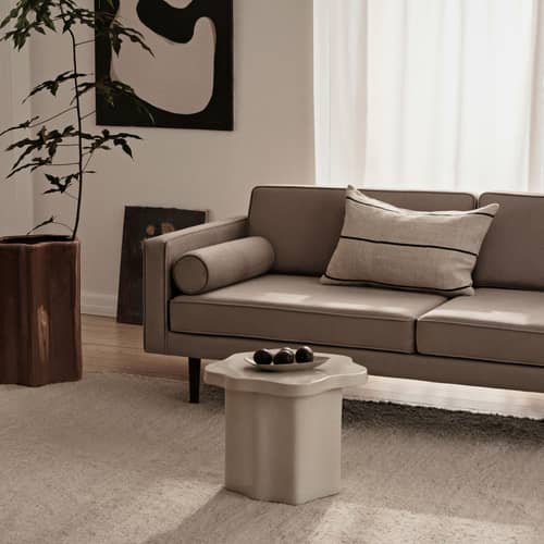 Sonja End table ceramic white / 42.5 x 46.5 x H 36 cm - BROSTE COPENHAGEN - Off white - Enamelled sandstone